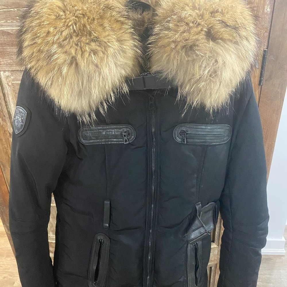 Rudsak Women's Black Down Coat with Natural Removable Fur